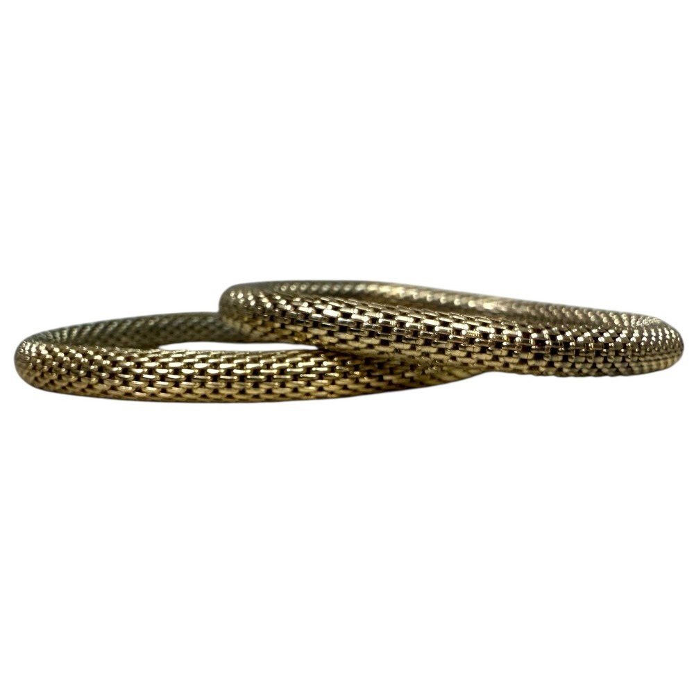 Gold Tone Mesh Snake Bangle Bracelets Stretch Stacking Fashion Jewelry Size 7